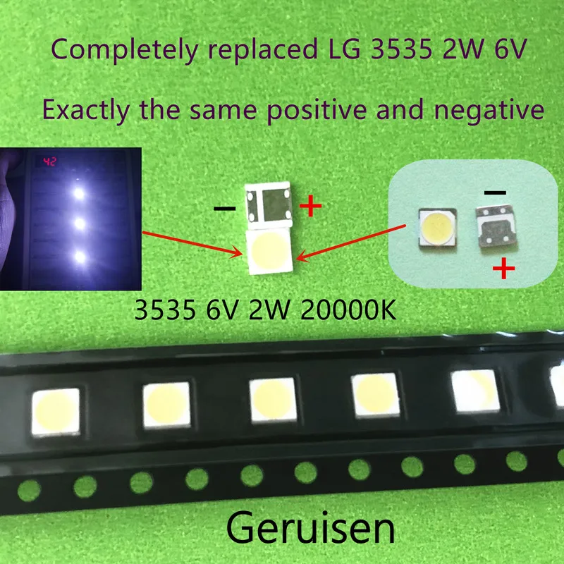 Светодиодная подсветка LG Innotek 2000 шт./лот 2 Вт 6 в 3535 холодный белый цвет | Лампы и