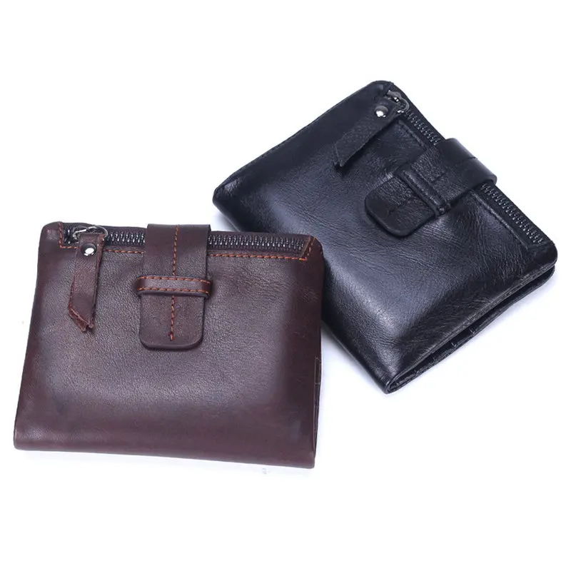 Короткий кошелек GENODERN мужской с карманом для монет на молнии бумажник из