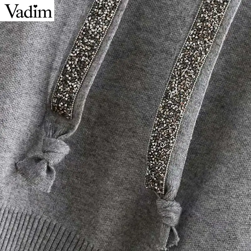 Женский свитер с капюшоном Vadim эластичный Однотонный искусственными