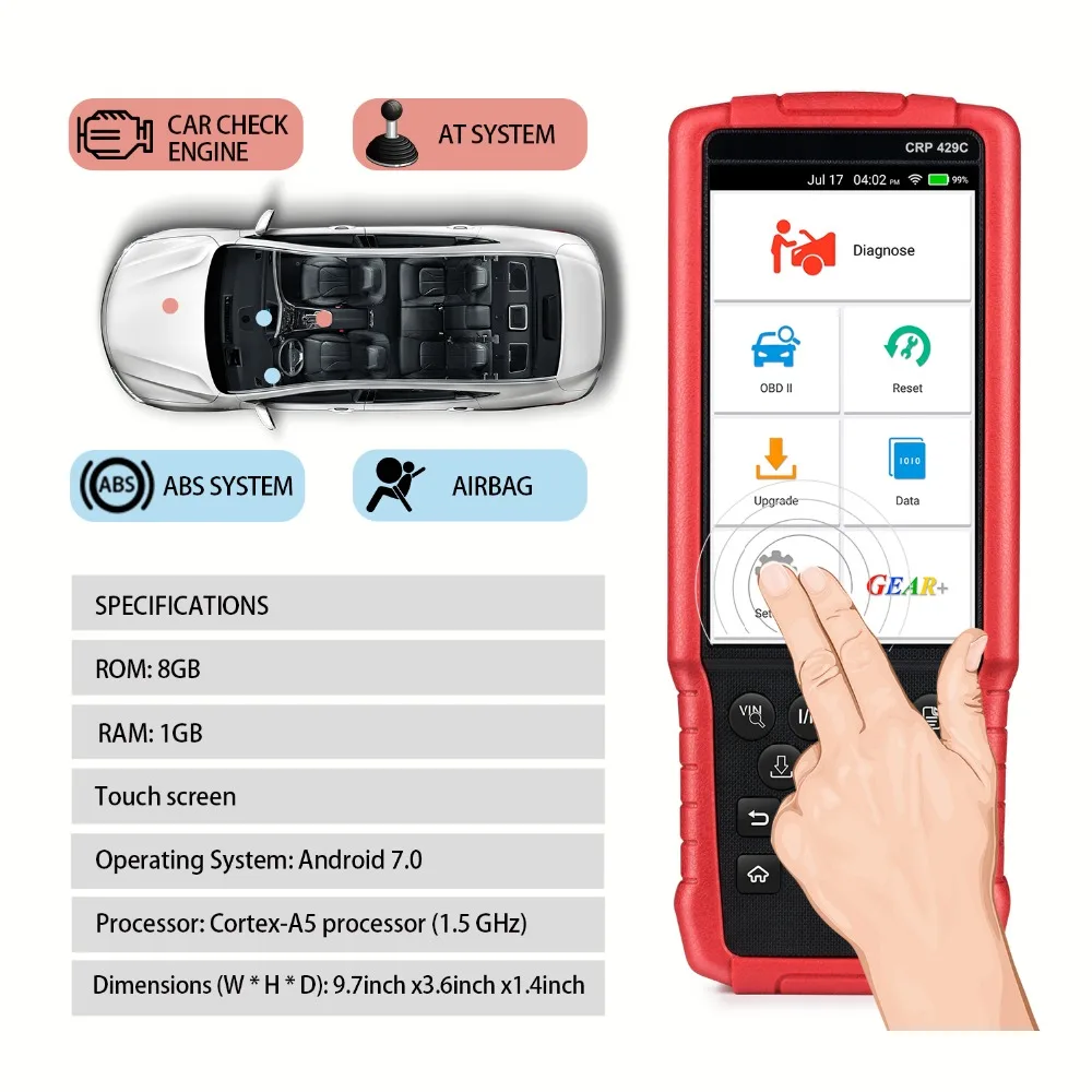Запуск X431 CRP429C Авто диагностический инструмент для рус/АБС/СРС/AT + 11 Услуги CRP 429C OBD2