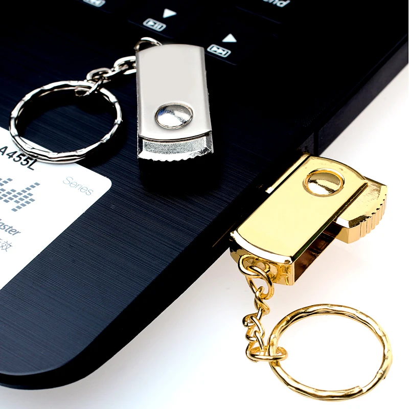 Металлическая подарочная USB флешка Классическая Флешка с поворотным шарниром высокоскоростной USB 2,0 флэш-накопитель 64 ГБ 32 ГБ 16 ГБ 8 ГБ 4 ГБ поддержка пользовательского логотипа