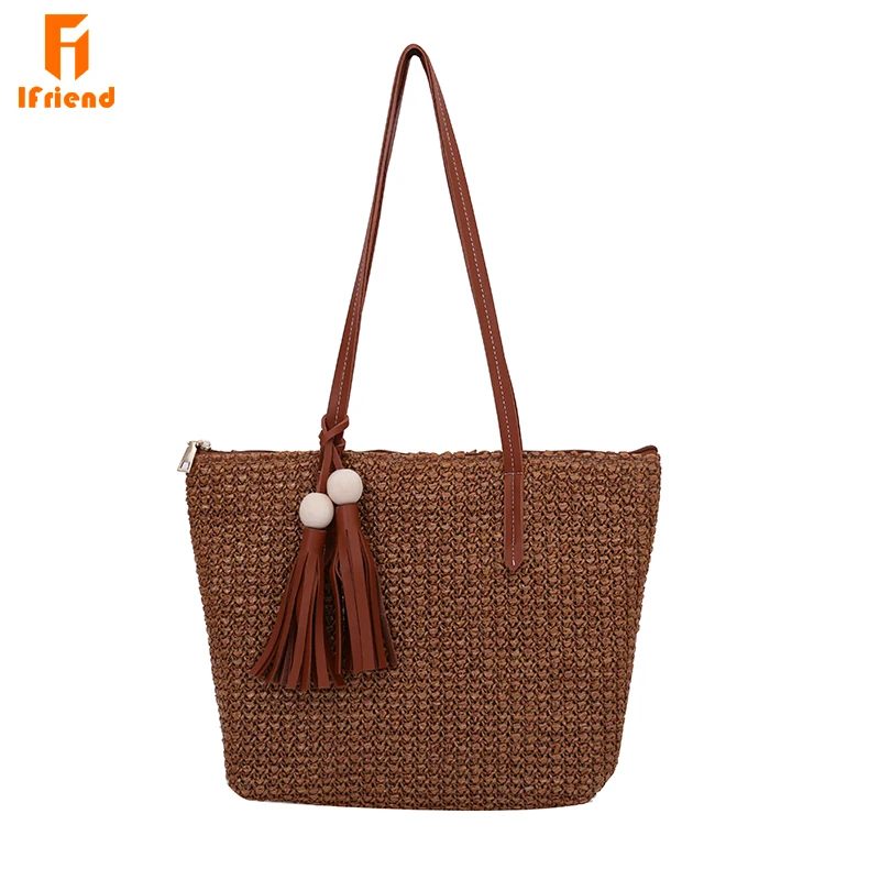 Ifriend Durable Weave Straw Beach Bags Linen Woven Bucket Women Bag Grass Casual Tote Handbags Knitting Rattan Sac femme | Багаж и сумки