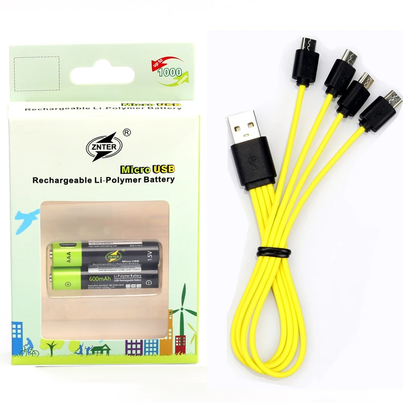 ZNTER 1 5 V 600mah AAA аккумуляторная батарея USB перезаряжаемая литий полимерная Быстрая
