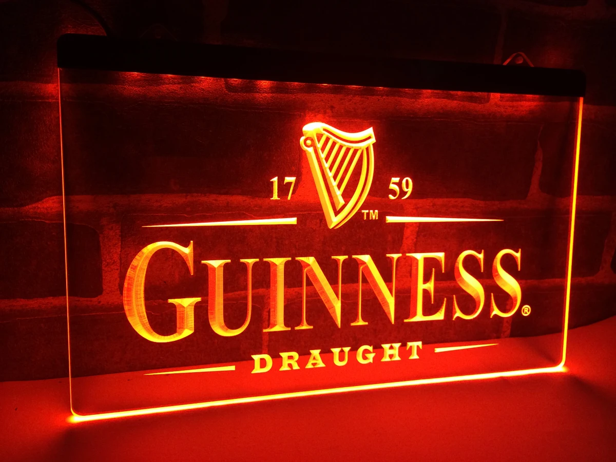 LE002 Guinness винтажные логотипы пивной бар светодиодный светодиодная неосветильник