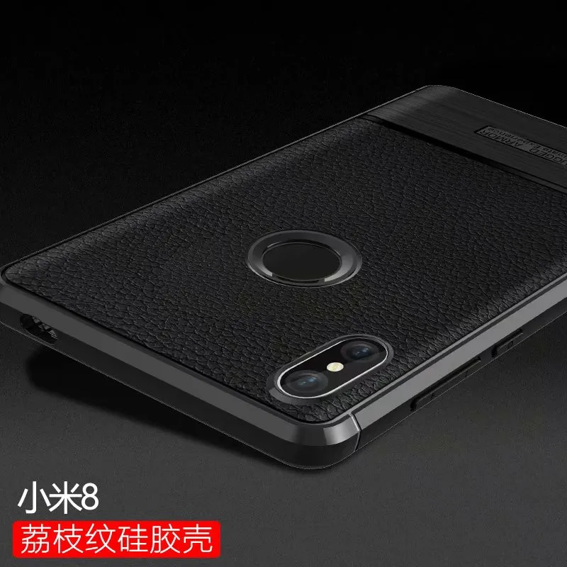 For Xiaomi Mi 8 Case Cover Litchi Striae Soft TPU Silicone Mi8 8SE PU Leather Back SE |