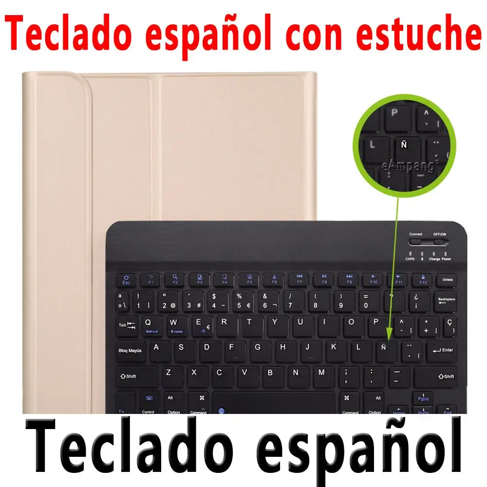 Spanish Keyboard Чехол с клавиатурой для Apple iPad Pro 11, чехол a1989, A80, A2013, A1934, тонкий кожаный чехол, Bluetooth клавиатура с карандашом - Цвет: Spanish Keyboard