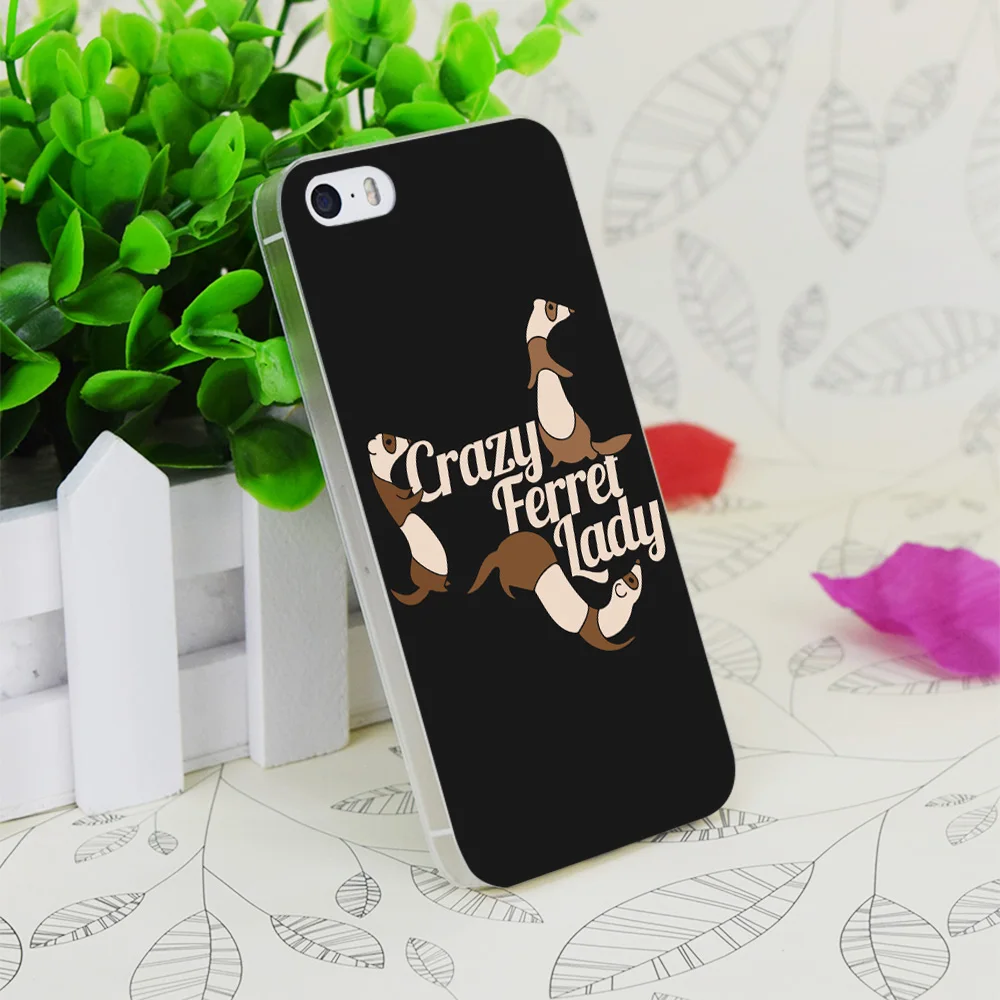 C3284 Crazy Ferret Lady Прозрачный Жесткий Тонкий чехол для Apple IPhone 4 4S 4G 5 5G 5S SE 5C 6 6S Plus |
