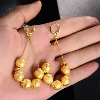 5 beads WANDO классический золотой цвет круглый кулон бусины Висячие серьги для женщин/девочек свадебные подарки ювелирных изделий 10 мм - Окраска металла: 5 beads