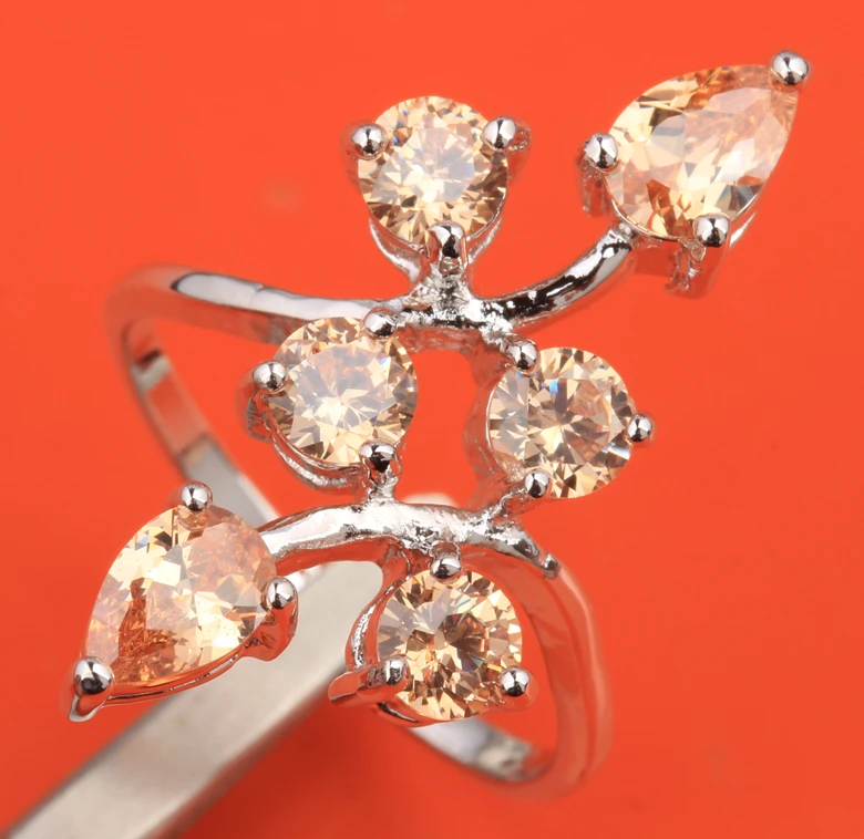 Приятный Шампанское Morganite Кубического Циркония Камни наложения 925 серебро Мода