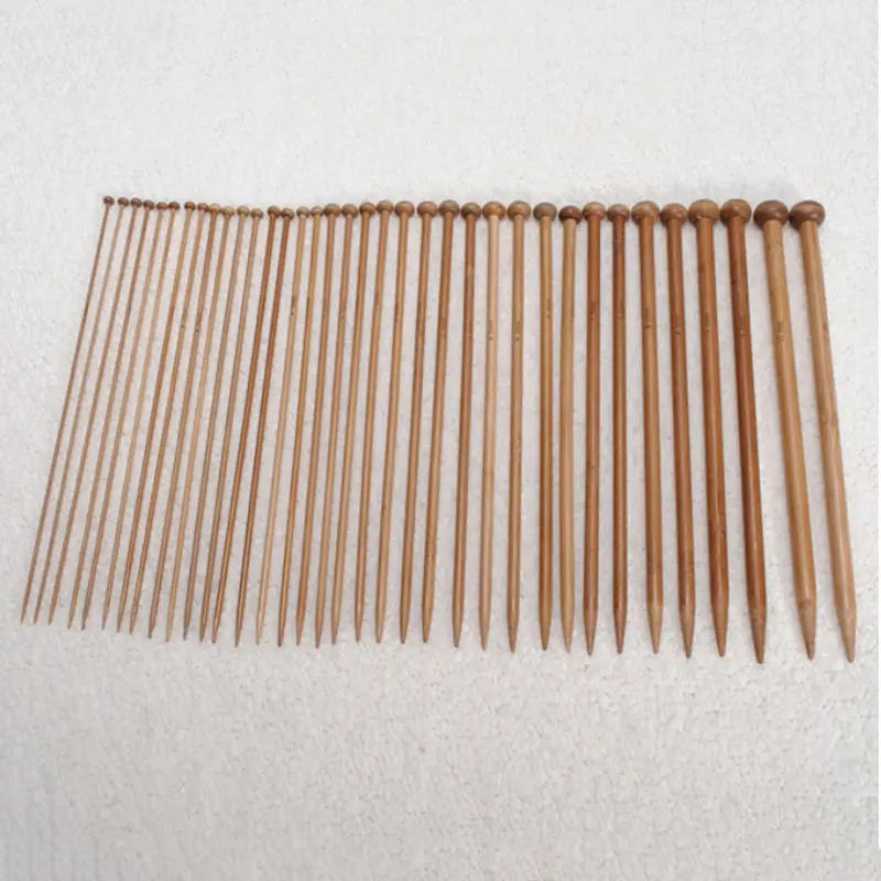 

36pcs 18 Sizes 25cm Single Pointed Sweater Knitting Needles Carbonize Bamboo Crochet Knitting Accessories