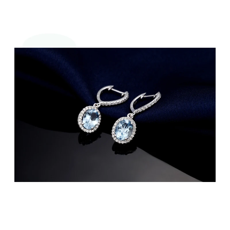 Классические ювелирные изделия Caimao белое золото 14 к синий Аквамарин и бриллианты