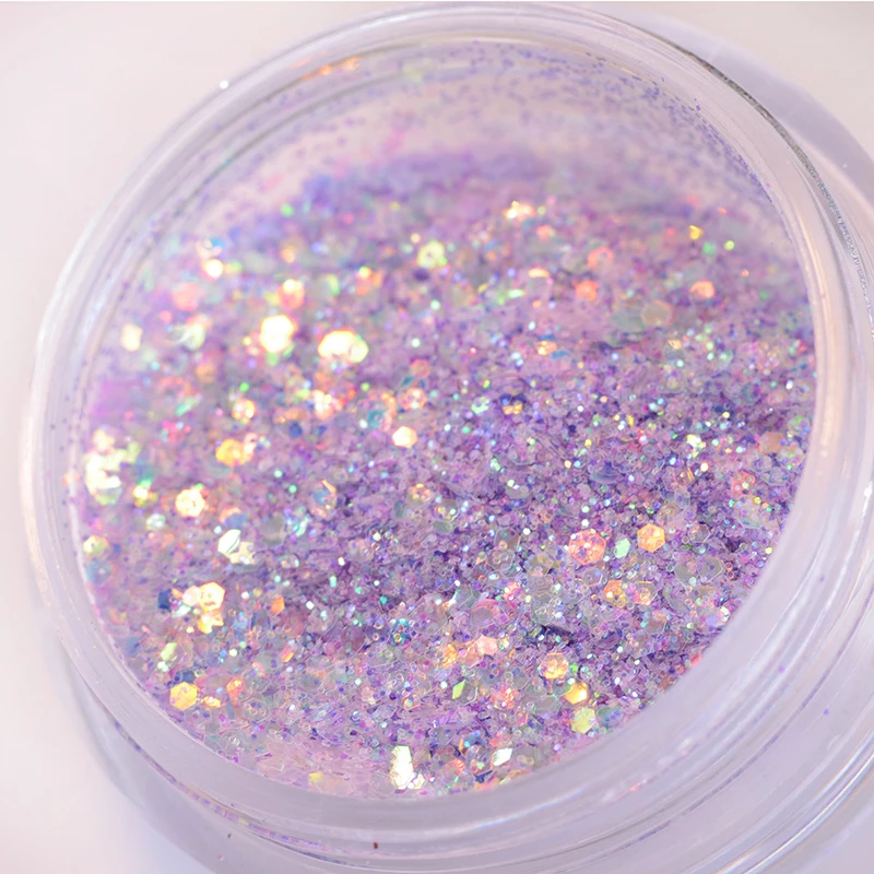 15g/Box Nail Glitter Powder Pink Purple Series Colorful Multi-size Hexagon Shinny Flakes Art DIY Design Decoration Tools | Красота и