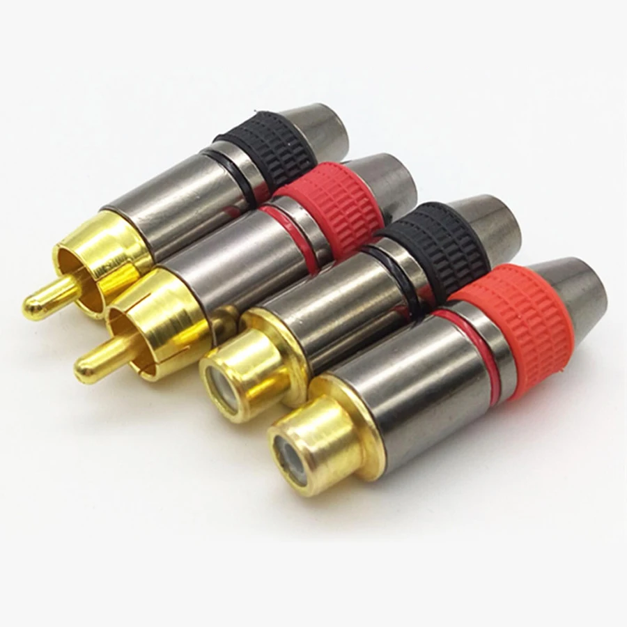 NinthQua 1 пара красный/черный разъем RCA позолоченный провод штекер гнездовой динамик
