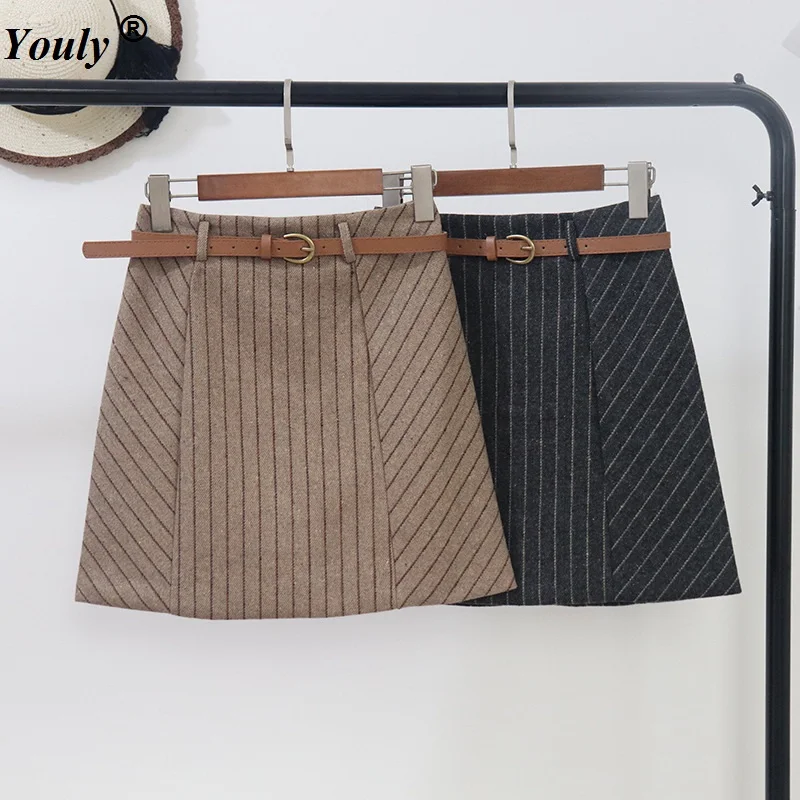 2018 Winter Women Vintage Plaid Pencil Mini Skirt Lolita Bodycon Sexy High Waist Houndstooth Petticoat Lattice Woolen Skirts