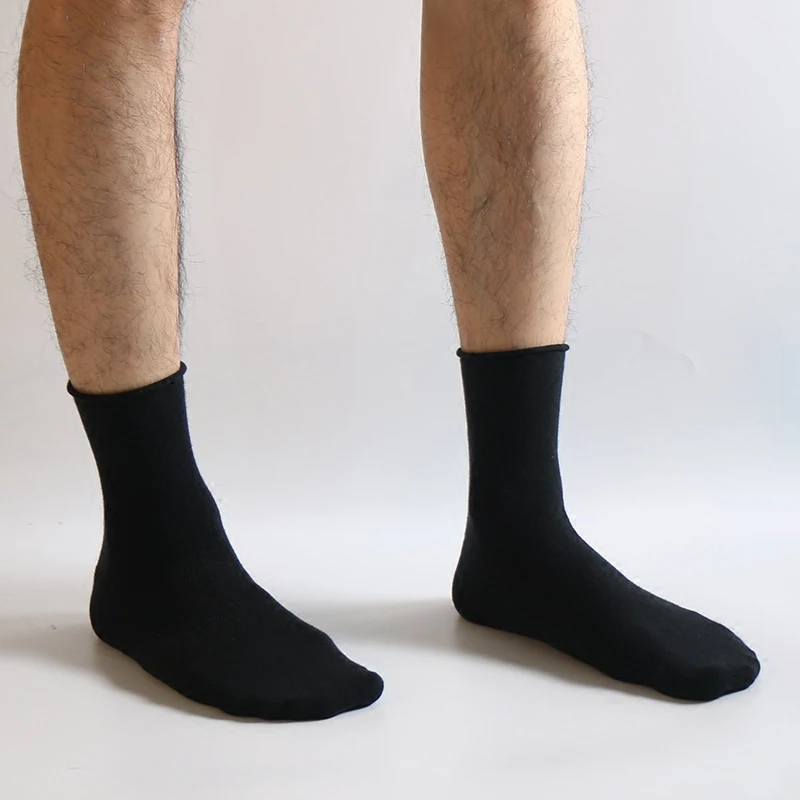 Носки мужские зимние из чесаного хлопка 5 упаковок белые/черные в рулоне|Мужские