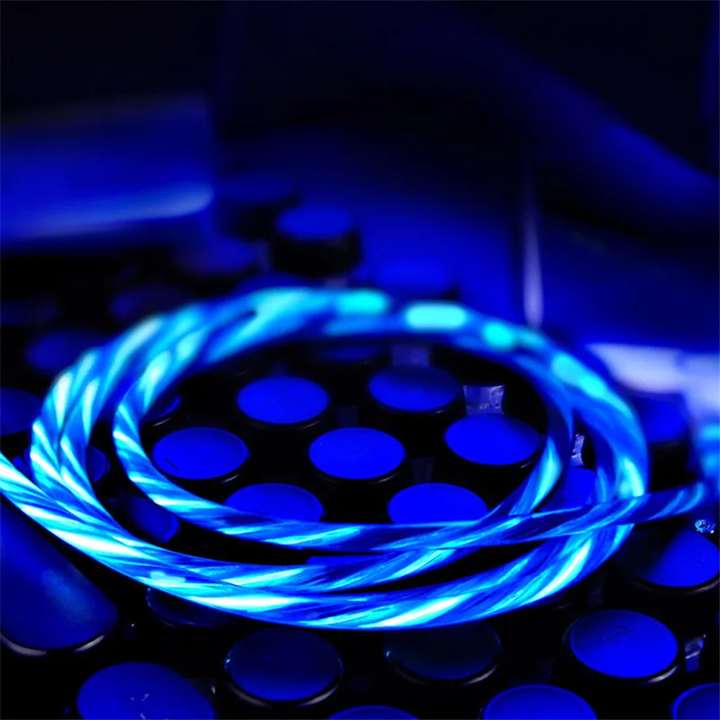 Светящийся кабель для передачи данных провод el iPhone 2 4 А быстрый Micro USB Type C 1 м Samsung