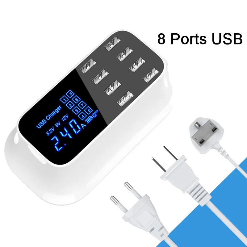 Зарядная станция с 8 USB портами и светодиодным дисплеем|Зарядные устройства для