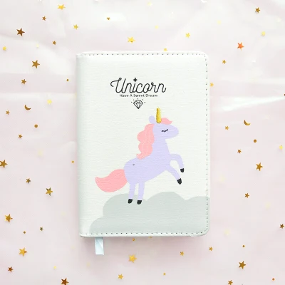White Kawaii Unicorn записная книжка Bullet Journal Agenda Planner Тканевая обложка Записная книжка Дневник ежемесячный недельный для планирования расписания школьные принадлежности - Цвет: White