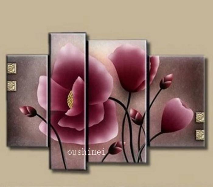 Картина маслом на холсте с цветами магнолии 4 шт./лот|oil painting|canvas oil paintingpainting for living