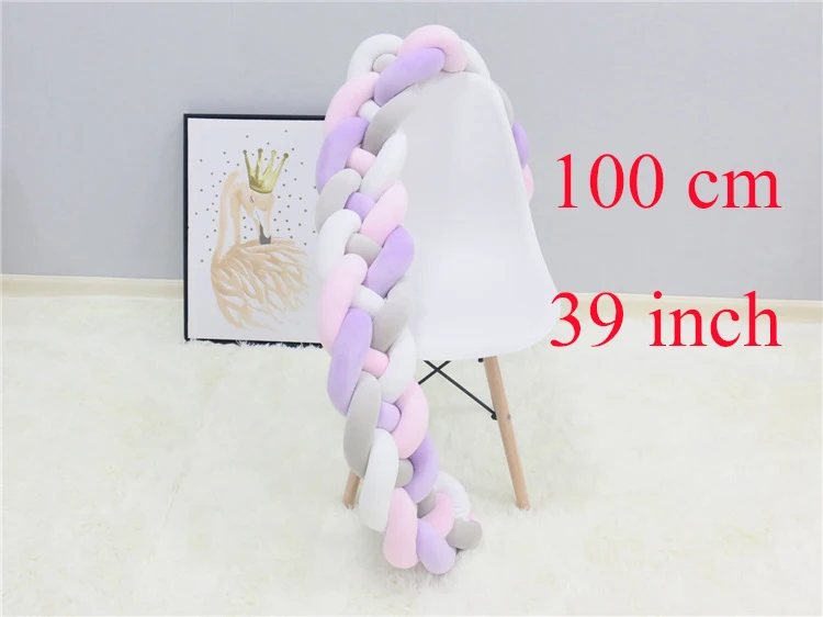 100cm Mix Color 1 м/2 м/3 м 4 пряди ручной скандинавский узел кроватка Боковой бампер для новорожденных Безопасность Детская Кроватка Забор украшение в детскую комнату кровать набор защита для кроватки - Цвет: 100cm Mix Color