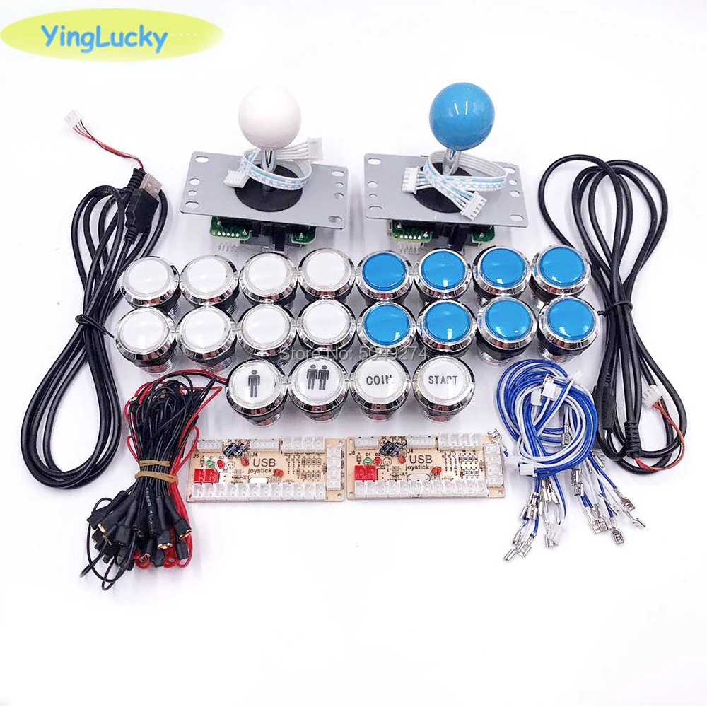 Аркадный джойстик DIY Kit Нулевая задержка аркадный Набор DIY 2 игрока клавиатура USB кодер к ПК SANWA Джойстик+ светодиодный кнопочные кнопки