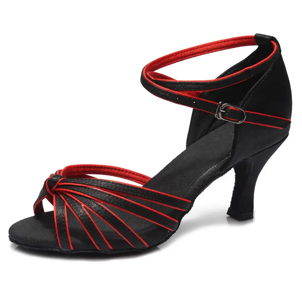 7CM BlackRed Новинка; женские туфли для латинских танцев; женская обувь для танцев на шесте; туфли для бальных танцев на каблуке 7 см и 5 см; женская обувь для бальных танцев - Цвет: 7CM BlackRed