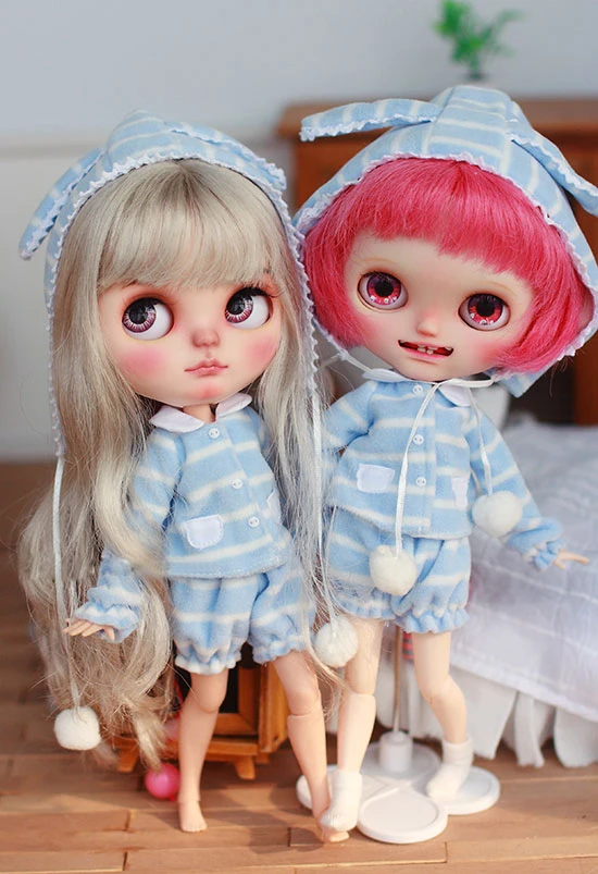 BJD Кукла одежда синий белый колпачок топ брюки пижамы костюм для BJD Blyth Azone кукла licca одежда аксессуары
