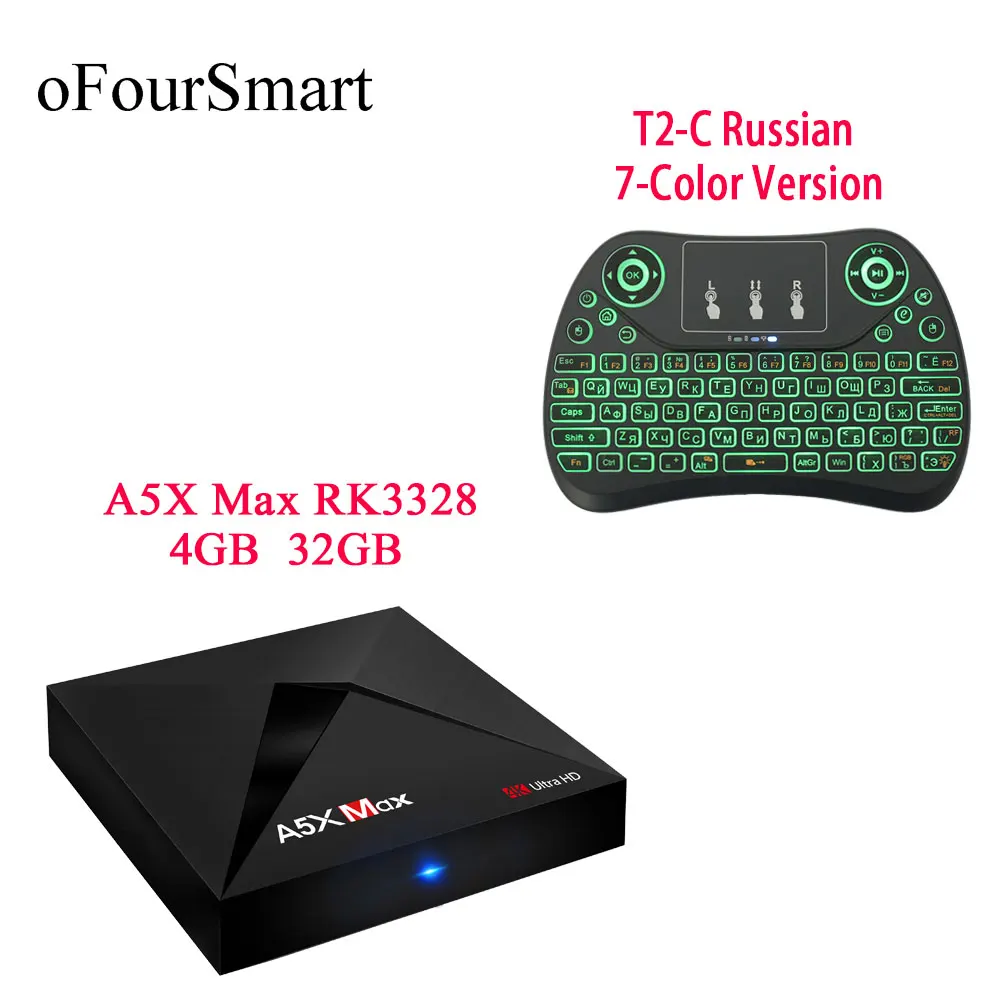 A5X Max Smart Android 7 1 TV Box RK3328 4K H.265 USB3.0 4 ГБ 32 DLNA WiFi LAN медиаплеер с T2 C русской беспроводной