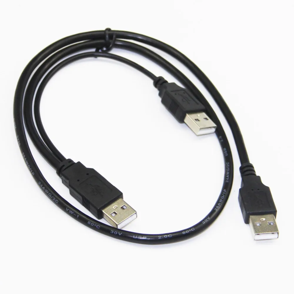 Bochara 2 в 1 двойной USB 0 Тип A штекер типа + источник питания Y кабель фольга Плетеный