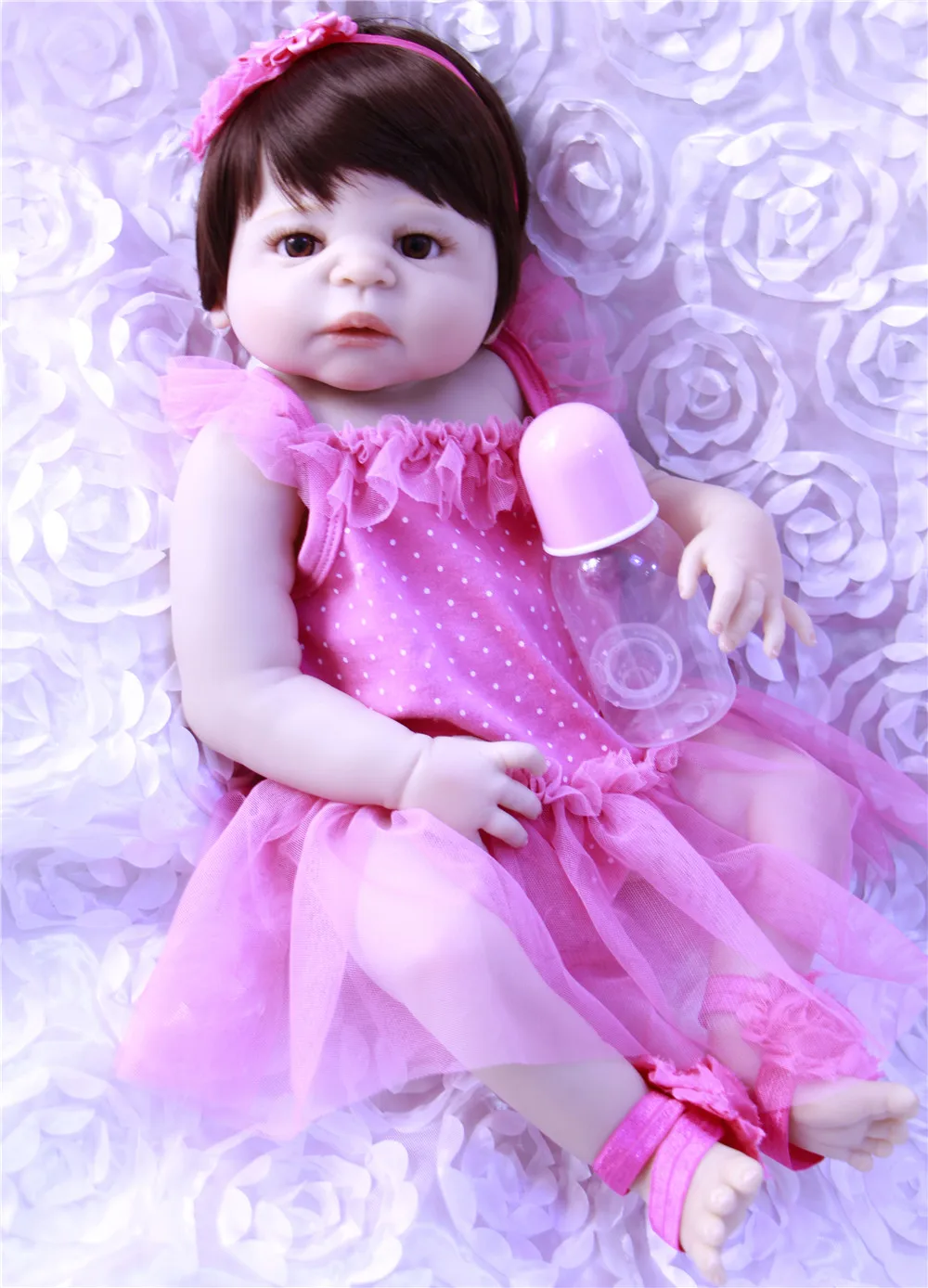 

23"57cm Full silicone Reborn Baby Girl Doll Bebe Realistic modeling bathe lifelike Toy collectible Doll Children's Day Gifts