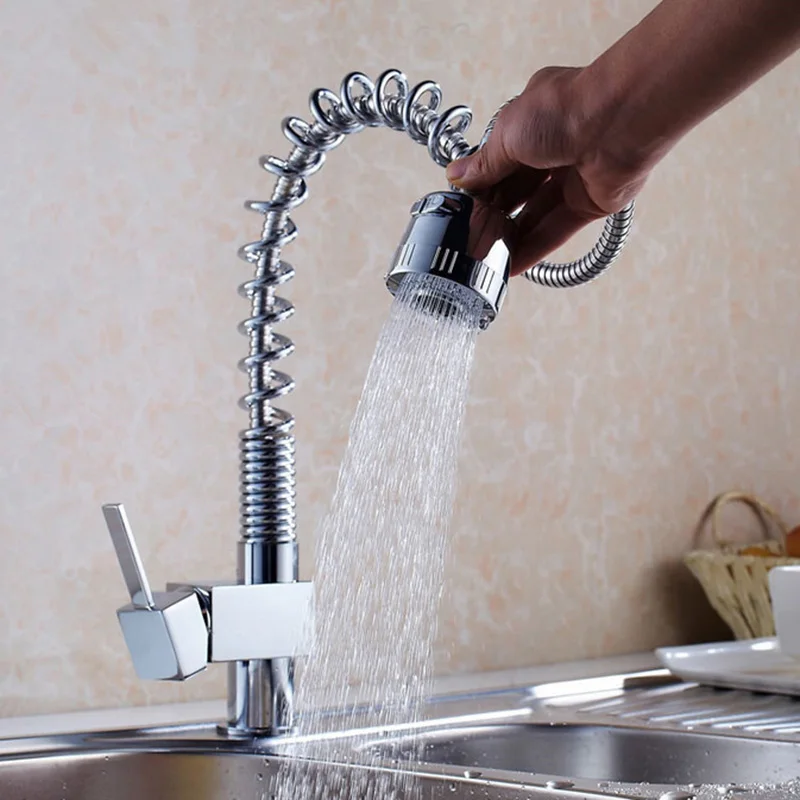 

ITAS9922 Kitchen faucet wholesale pull out tap spring hot and cold water faucet mixer brass stainless steel single handle