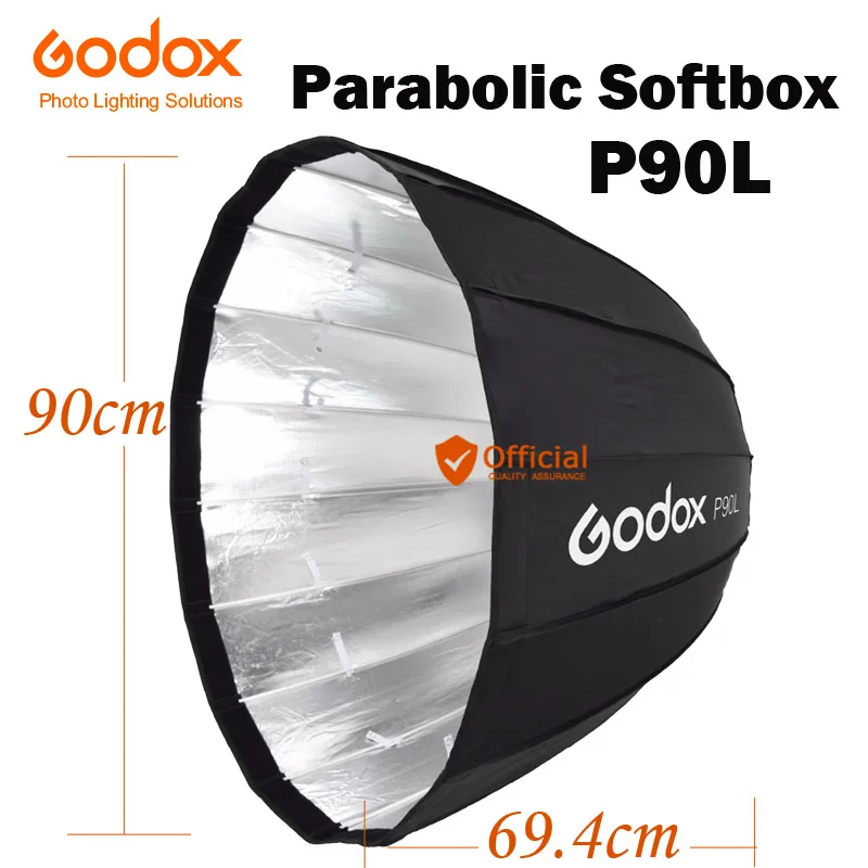 

Портативный параболический софтбокс Godox P90L 90 см с креплением Bowens для студийной камеры Вспышка Speedlite Отражатель софтбокс для фотостудии