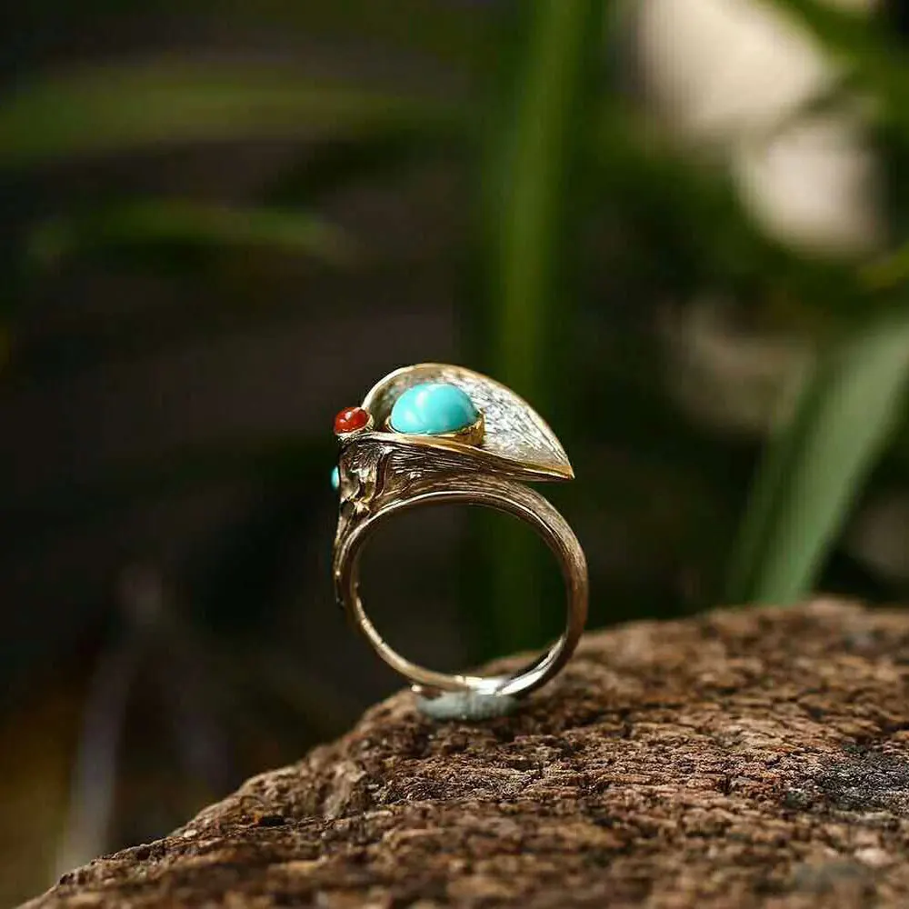 RADHORSE 925 Серебряные кольца для Для женщин Fine Jewelry Бирюзовый Калла Лили
