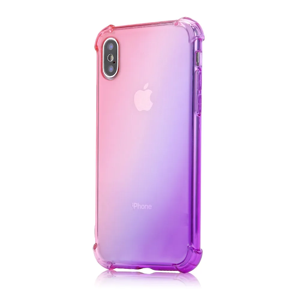 2018 новый двойной градиент цвета чехол для iPhone XR X 8 Plus 7 мягкий прозрачный ТПУ чехлы