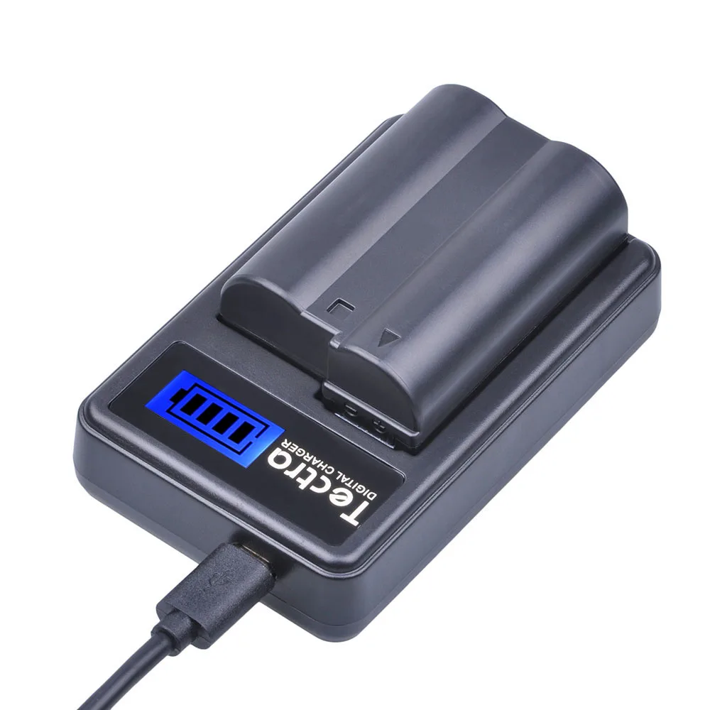 Аккумулятор для фотоаппарата Tectra 2 шт. + зарядное устройство USB с ЖК дисплеем Nikon