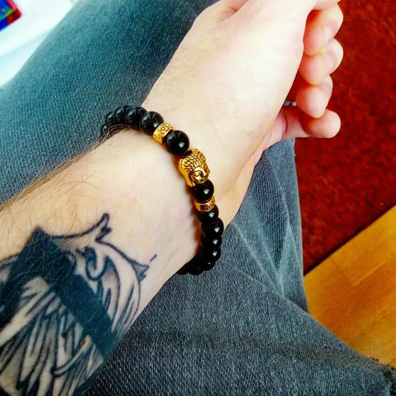 Мужские бусины 8 мм из лавового камня буддийские браслеты Желчного Камня для