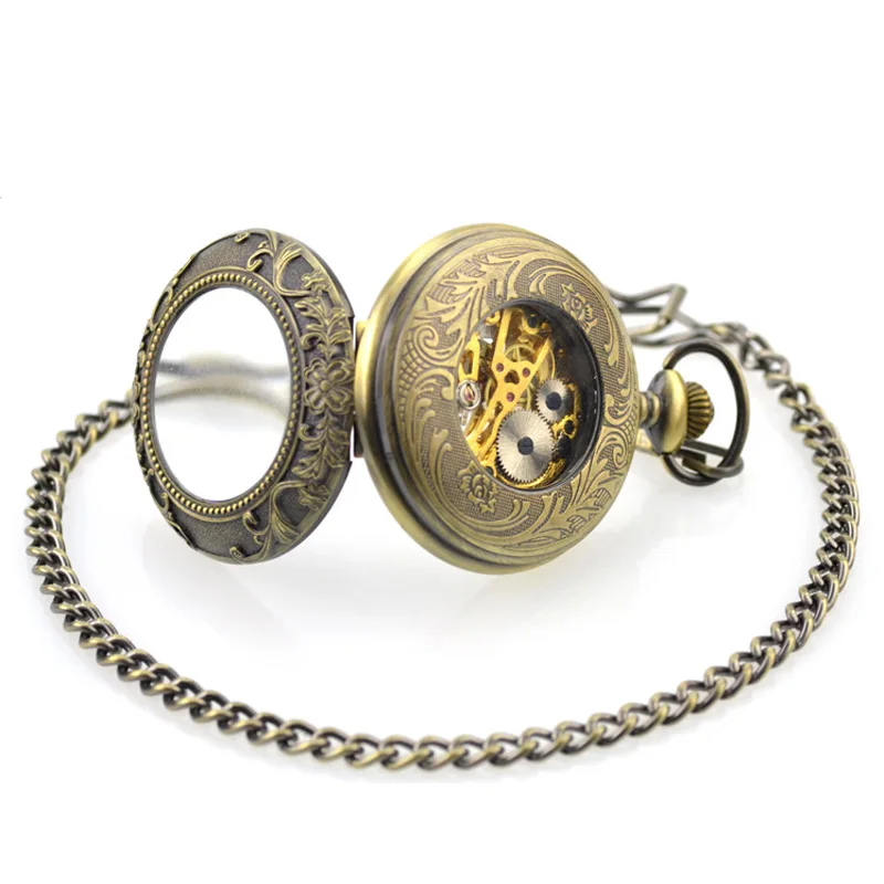 Новые механические бронзовые карманные часы в стиле стимпанк мужские винтажные