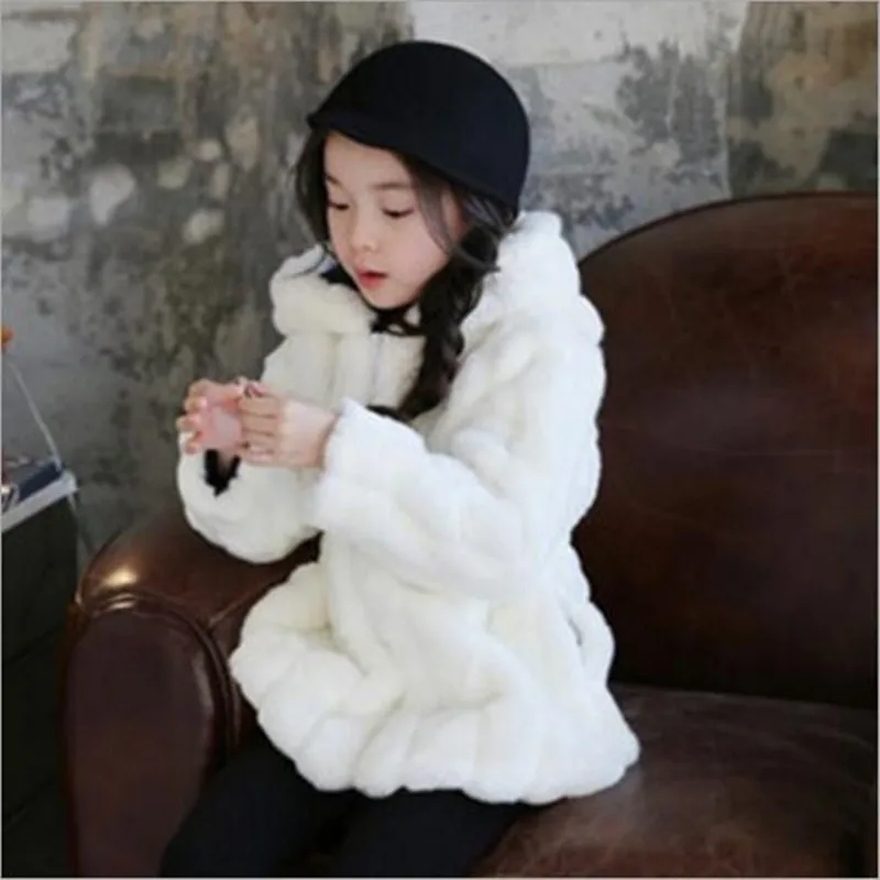 Furry 2018 Autumn Winter Girls Boys Baby Girl Faux Fur Jackets Coats Thicker Warm Parka Kids Cotton Hooded Infant Clothes N228 | Детская