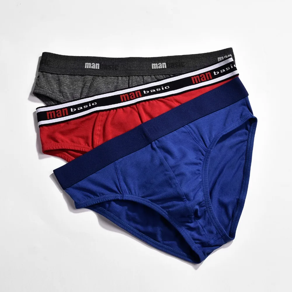 Трусы брифы мужские однотонные хлопковые дышащие шорты пикантное нижнее белье