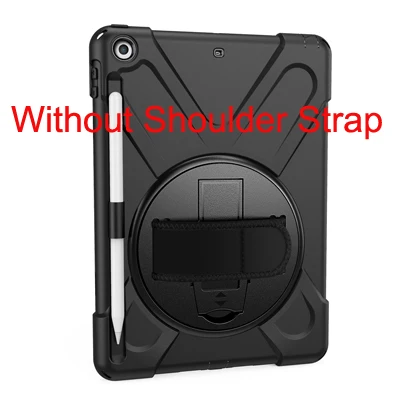 black Для ipad 9,7 дюймов / чехол с держателем карандаша, вращающийся на 360 градусов ремешок/подставка+ плечевой ремень для ipad 5th 6th - Цвет: black