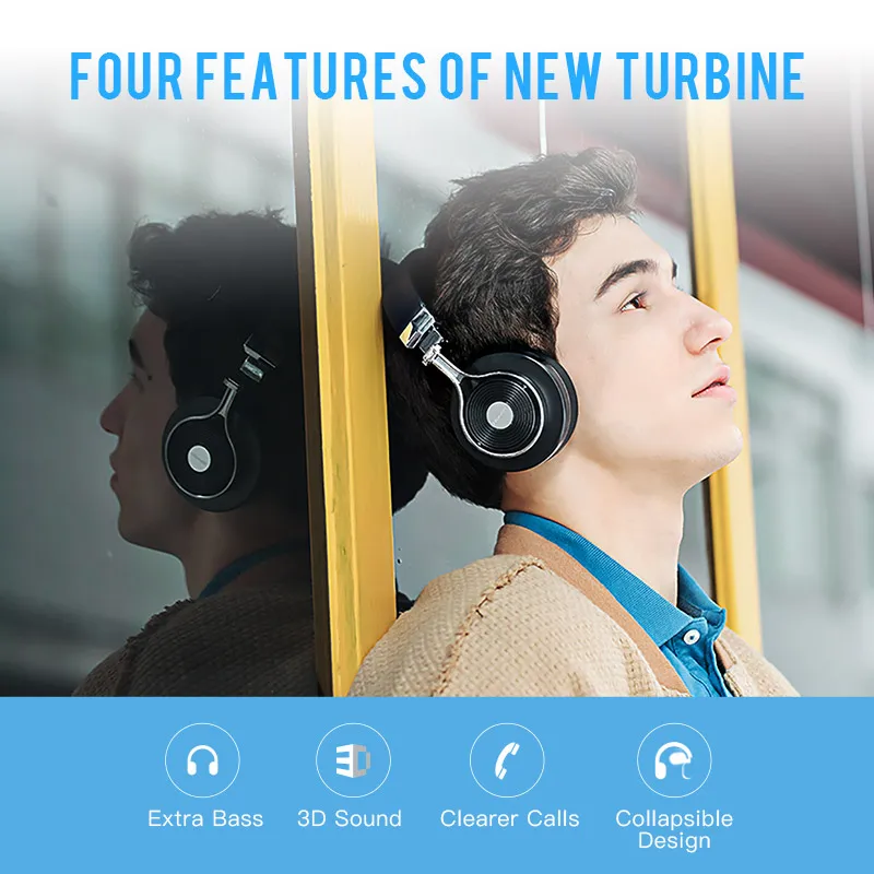 Беспроводные наушники Bluedio T3 Bluetooth 3D басовая гарнитура портативная с микрофоном