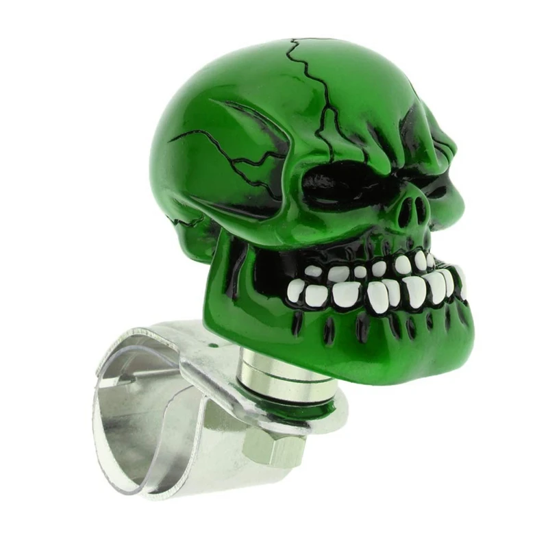 1Pc Skull Head Car Steering Wheel Spinner Suicide Knob Handle Booster - Green