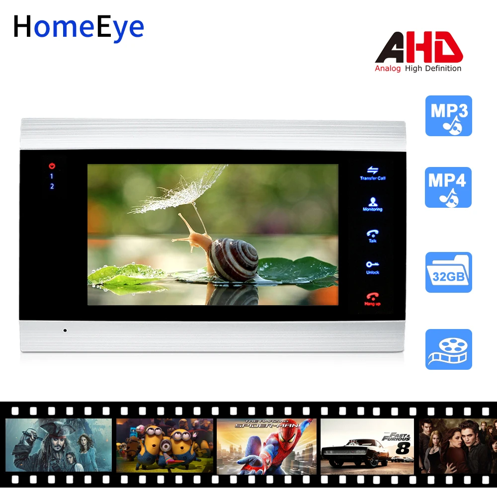 Видеодомофон HomeEye 720P AHD с широким углом обзора и функцией обнаружения движения |