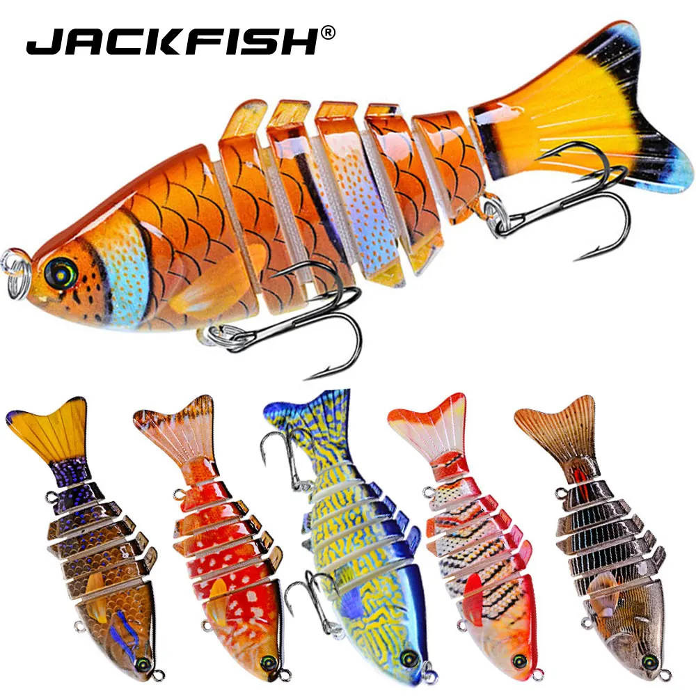 

JACKFISH приманка для рыбной ловли, многосекционная жесткая приманка, 10 см, 15 г, Реалистичная суставная приманка, воблеры, свимбейт из 7 сегменто...