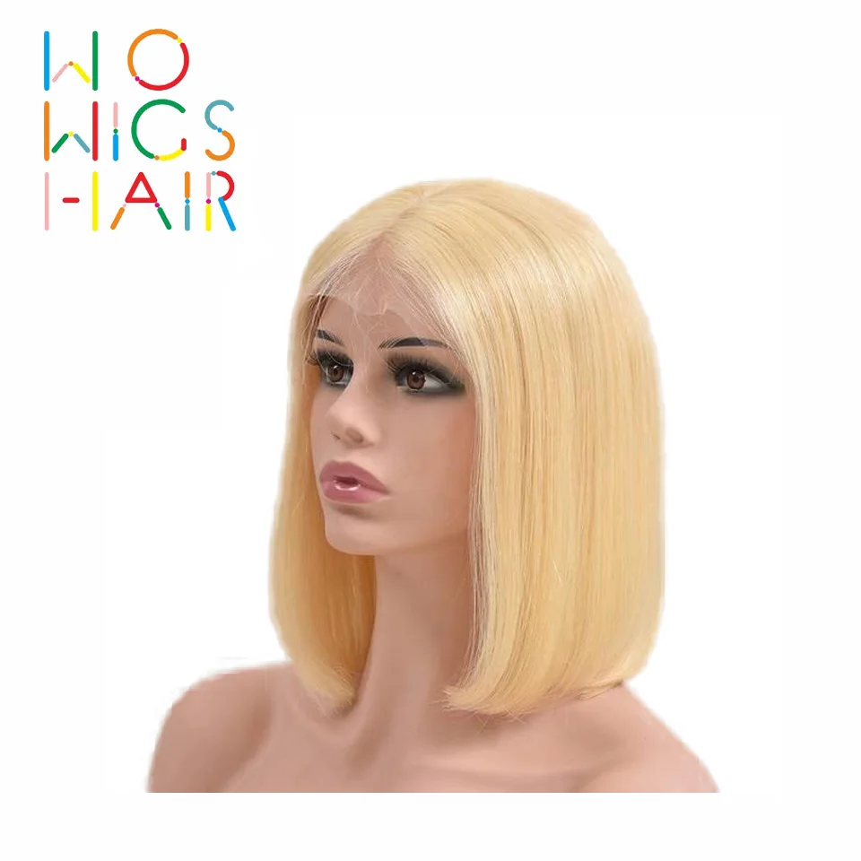 

WoWigs Hair 13*4 Lace Frontal Wigs 613 Blonde Bob wigs Remy Hair Pre Plucked Hairline Human Hair For Black Women