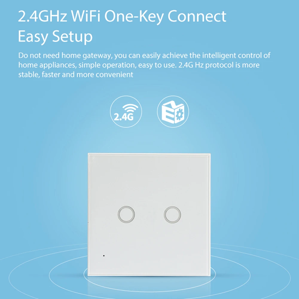 Выключатель света с Wi Fi настенный сенсорный выключатель 2 клавишами со