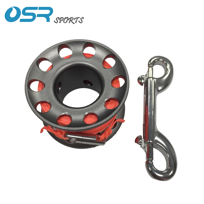 Алюминиевая катушка для подводного плавания с оранжевой плоской веревочкой 30 м