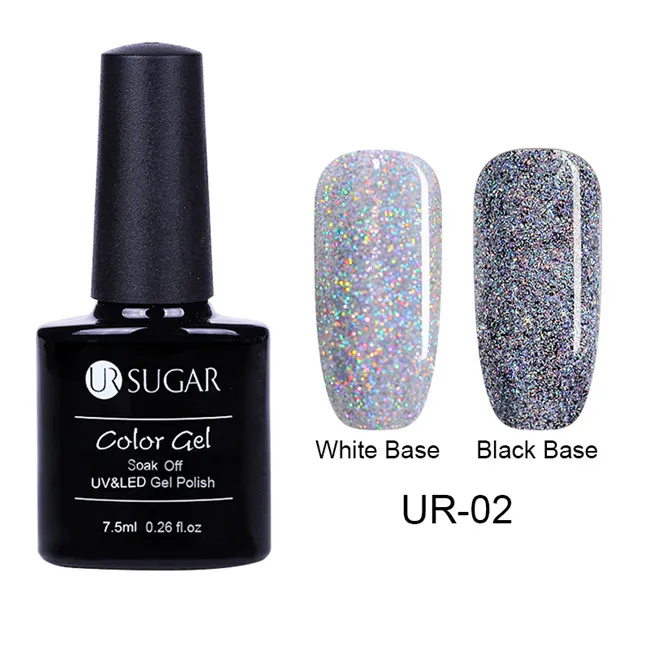 UR02 Ur Sugar лазер Серебряный УФ-гель для ногтей голографический блеск светодиодный Гель-лак для ногтей лак 7,5 мл замачиваемый УФ-лак для ногтей маникюр - Цвет: UR02