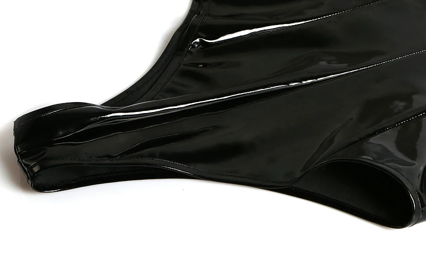 

Sexy Women Punk Deep V Neck High Cut PVC Shiny Bodysuit Faux Leather Latex Matt Catsuit Sexy Pole Dance Stage Wear Plus Size F43