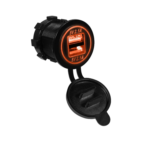 Orange YCCPAUTO устройство для автомобиля с двумя портами USB Зарядное устройство 5V 4.2A 2 Порты и разъёмы Мощность гнездо Зарядное устройство для авто, мотоциклов, грузовиков ATV Лодка 12 V-24 V - Название цвета: Orange
